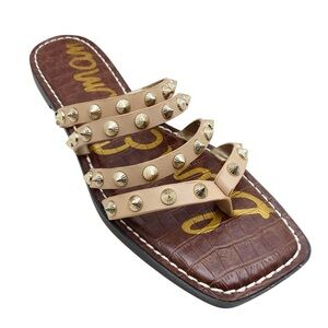 🆕 {Sam Edelman} Eloise Leather Studded Thong Sandals Saddle
